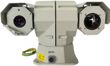 SafeForest-Shield dual-sensor detection camera: optical and thermal lenses on a PTZ mount